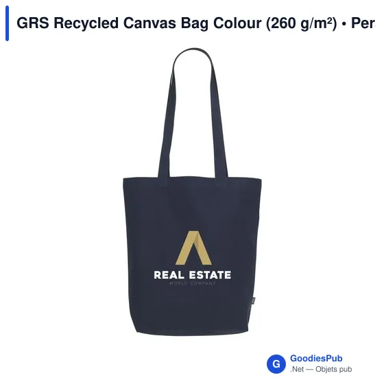 Sac shopping personnalisable en toile recyclée avec logo - GRS Recycled Canvas Bag - Image 4