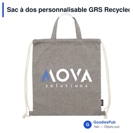 Sac à dos personnalisable GRS Recycled Cotton PromoBag Plus avec logo