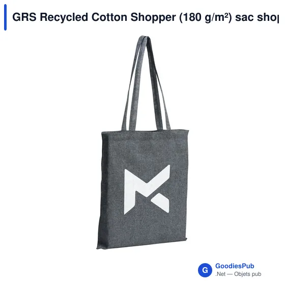 Sac shopping personnalisable en coton recyclé avec logo - GRS Recycled Cotton Shopper - Image 1