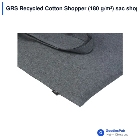 Sac shopping personnalisable en coton recyclé avec logo - GRS Recycled Cotton Shopper - Image 2