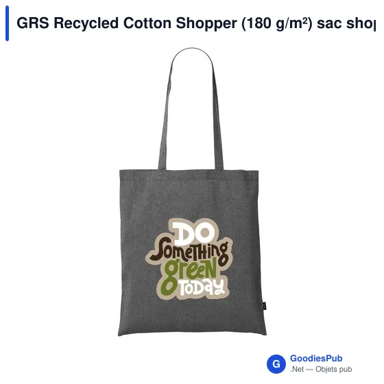 Sac shopping personnalisable en coton recyclé avec logo - GRS Recycled Cotton Shopper - Image 3