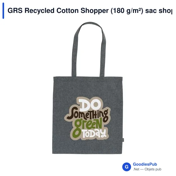 Sac shopping personnalisable en coton recyclé avec logo - GRS Recycled Cotton Shopper - Image 4