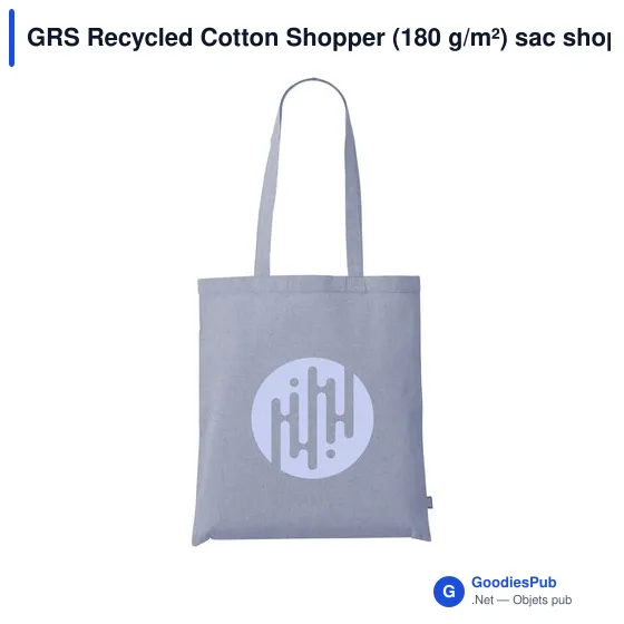 Sac shopping personnalisable en coton recyclé avec logo - GRS Recycled Cotton Shopper - Image 5