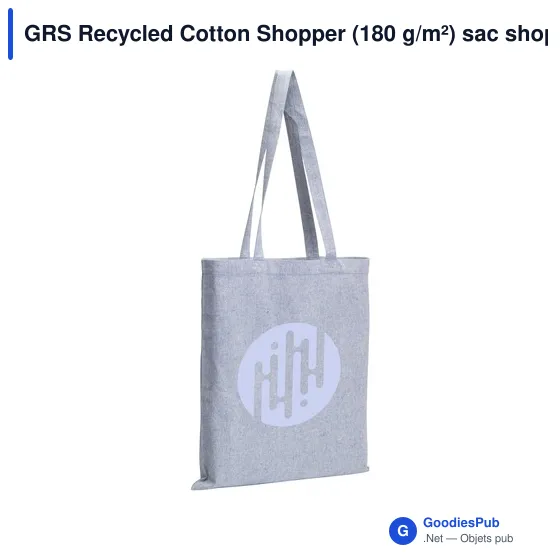 Sac shopping personnalisable en coton recyclé avec logo - GRS Recycled Cotton Shopper - Image 6