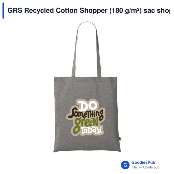 Sac shopping personnalisable en coton recyclé avec logo - GRS Recycled Cotton Shopper - Image 10