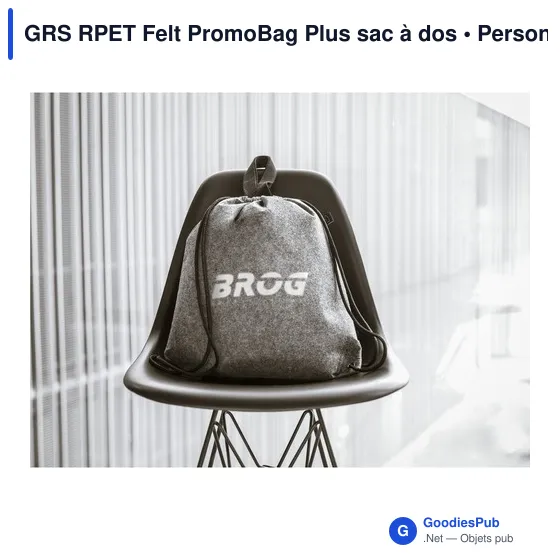 Sac à dos personnalisable GRS RPET Felt PromoBag Plus avec logo - Image 1