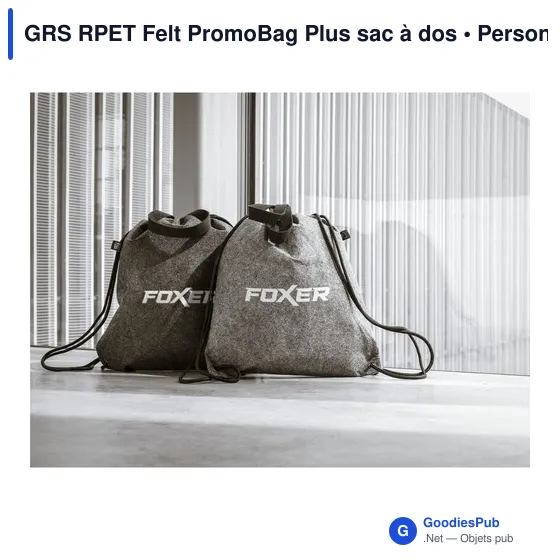 Sac à dos personnalisable GRS RPET Felt PromoBag Plus avec logo - Image 2