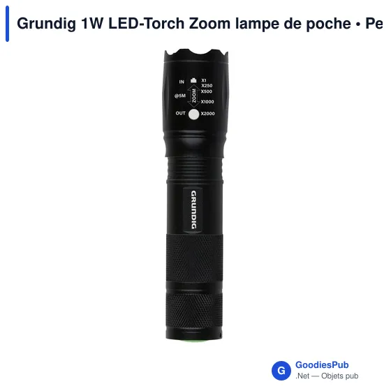 Lampe de poche personnalisable Grundig 1W LED-Torch Zoom avec logo - Image 2