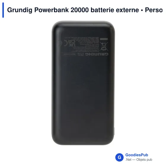Batterie externe personnalisable Grundig Powerbank 20000 avec logo - Image 3