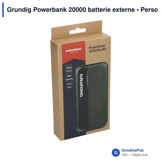 Batterie externe personnalisable Grundig Powerbank 20000 avec logo - Image 5