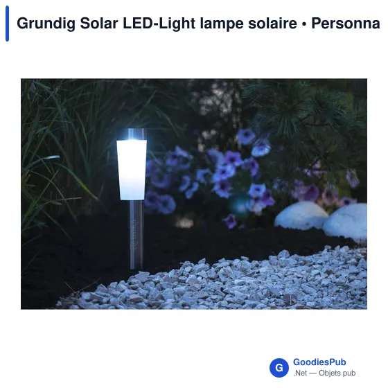 Lampe solaire personnalisable Grundig avec logo pour jardin - Image 1