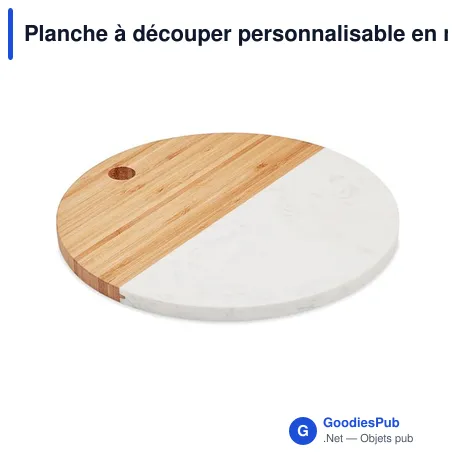 Planche à découper personnalisable en marbre et bambou avec logo
