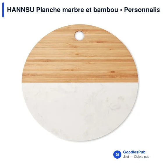 Planche à découper personnalisable en marbre et bambou avec logo - Image 3