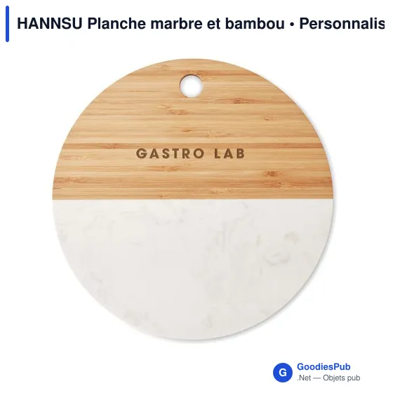 Planche à découper personnalisable en marbre et bambou avec logo - Image 4