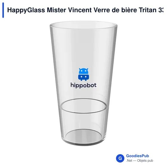 Verre à bière personnalisable HappyGlass Mister Vincent avec logo - Image 1