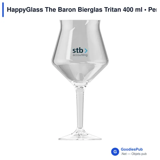 Verre réutilisable personnalisable HappyGlass The Baron Bierglas 400 mlavec logo - Image 1