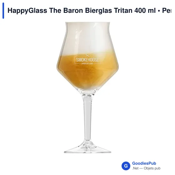 Verre réutilisable personnalisable HappyGlass The Baron Bierglas 400 mlavec logo - Image 2