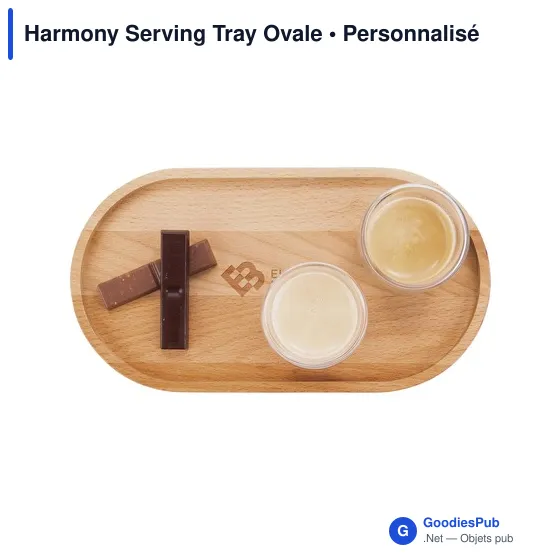 Plateau de service personnalisable en bois avec logo - Harmony Serving Tray Ovale - Image 2