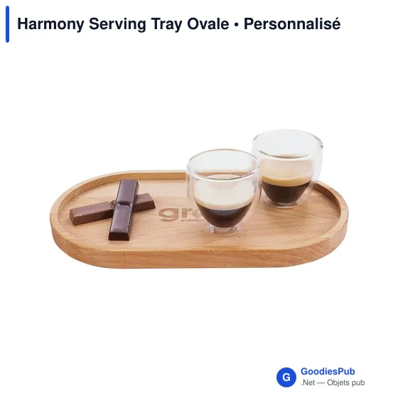 Plateau de service personnalisable en bois avec logo - Harmony Serving Tray Ovale - Image 4