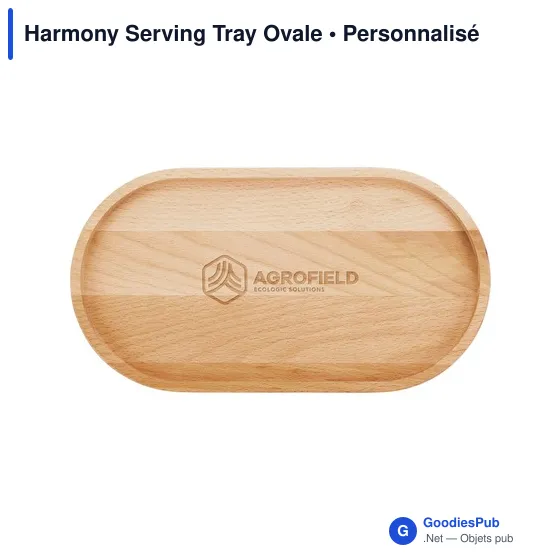 Plateau de service personnalisable en bois avec logo - Harmony Serving Tray Ovale - Image 5