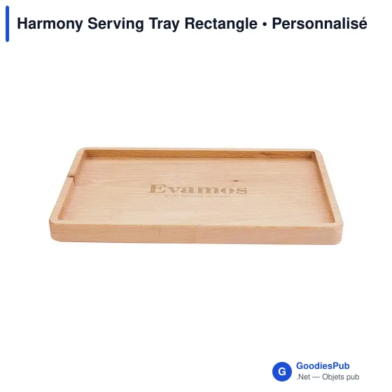 Plateau de service personnalisable en bois avec logo - Harmony Serving Tray Rectangle - Image 1
