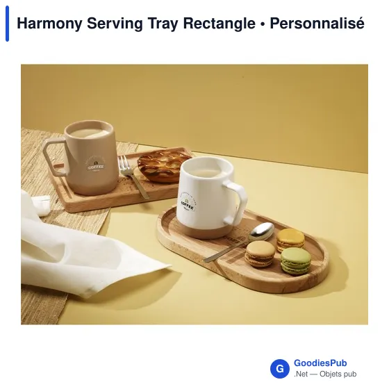 Plateau de service personnalisable en bois avec logo - Harmony Serving Tray Rectangle - Image 3