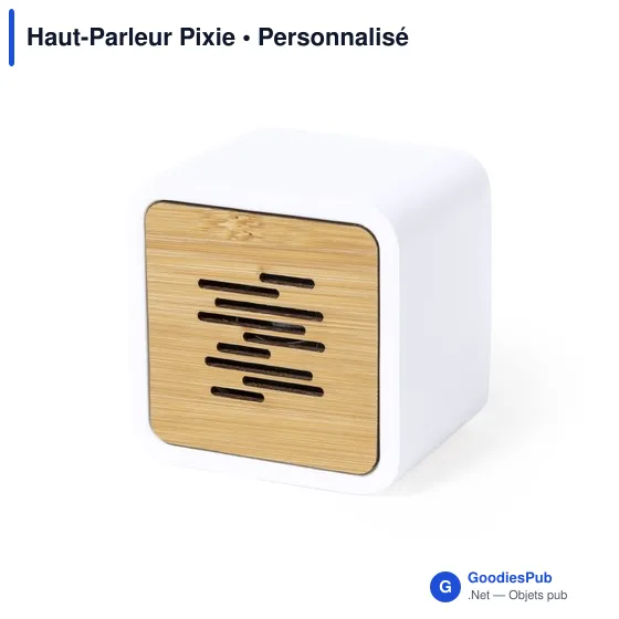 Haut-Parleur personnalisable en bambou avec logo - Pixie - Image 3