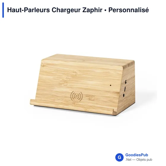 Haut-parleur chargeur personnalisable en bambou avec logo - Image 2