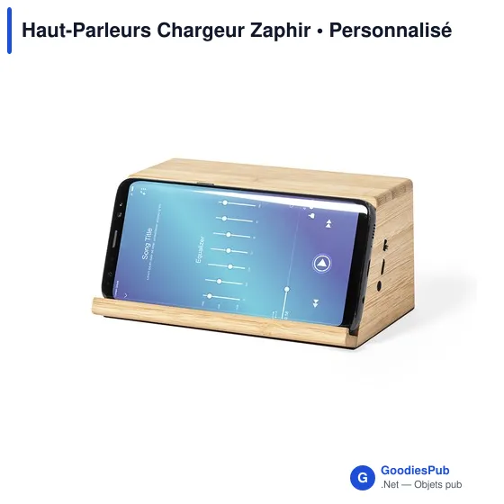 Haut-parleur chargeur personnalisable en bambou avec logo - Image 3