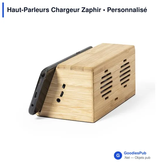 Haut-parleur chargeur personnalisable en bambou avec logo - Image 5