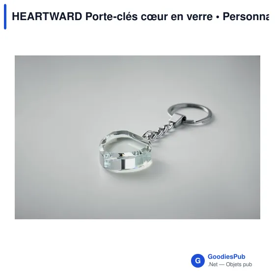 Porte-clés en verre personnalisable en forme de cœur avec logo - Image 5
