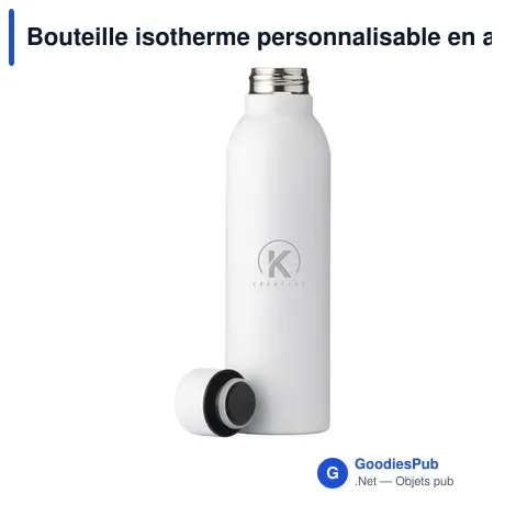 Bouteille isotherme personnalisable en acier inoxydable recyclé - Helios RCSavec logo