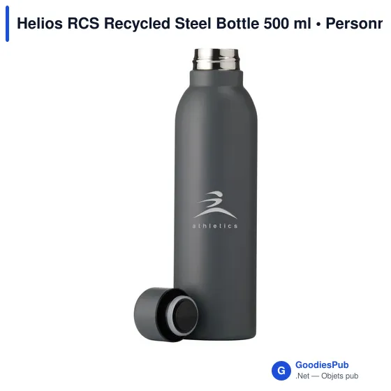 Bouteille isotherme personnalisable en acier inoxydable recyclé - Helios RCSavec logo - Image 11