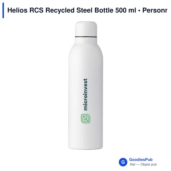 Bouteille isotherme personnalisable en acier inoxydable recyclé - Helios RCSavec logo - Image 5