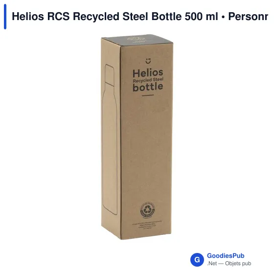 Bouteille isotherme personnalisable en acier inoxydable recyclé - Helios RCSavec logo - Image 6