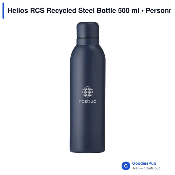 Bouteille isotherme personnalisable en acier inoxydable recyclé - Helios RCSavec logo - Image 9