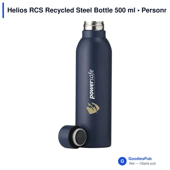 Bouteille isotherme personnalisable en acier inoxydable recyclé - Helios RCSavec logo - Image 10