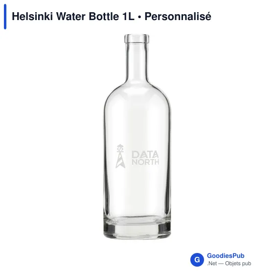 Bouteille d'eau en verre personnalisable Helsinki 1L avec logo - Image 2