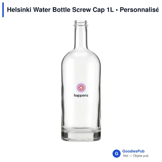 Bouteille d'eau personnalisable en verre avec logo - Helsinki 1L - Image 3