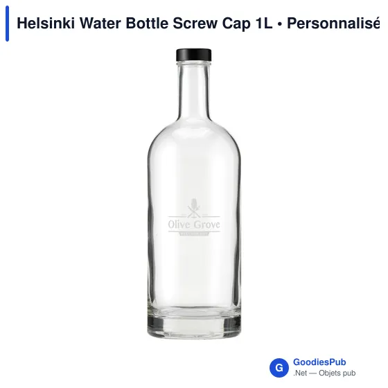 Bouteille d'eau personnalisable en verre avec logo - Helsinki 1L - Image 5