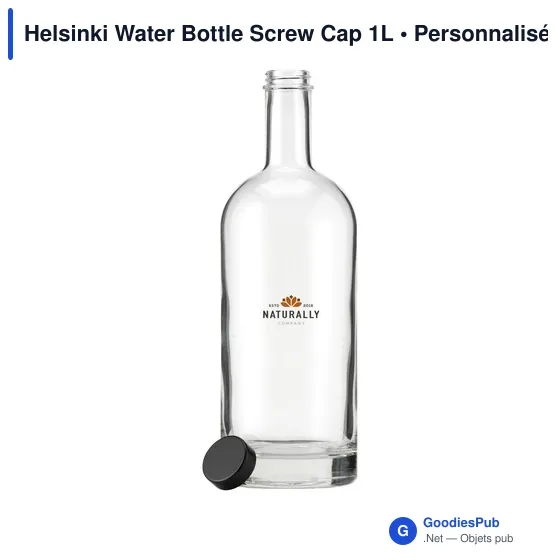 Bouteille d'eau personnalisable en verre avec logo - Helsinki 1L - Image 6