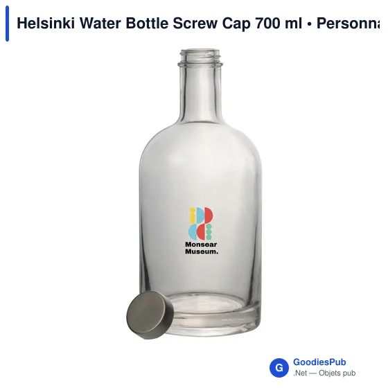 Bouteille d'eau personnalisable en verre avec logo - Helsinki 700 ml - Image 5