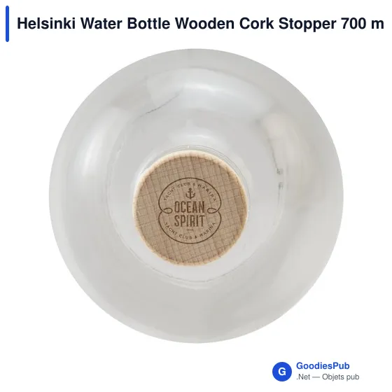 Bouteille en verre personnalisable avec bouchon en bois - Helsinkiavec logo - Image 4