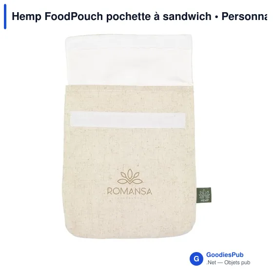 Pochette à sandwich personnalisable en chanvre avec logo - Image 1