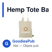 Sac shopping personnalisable en chanvre avec logo - Hemp Tote Bag - Miniature 2