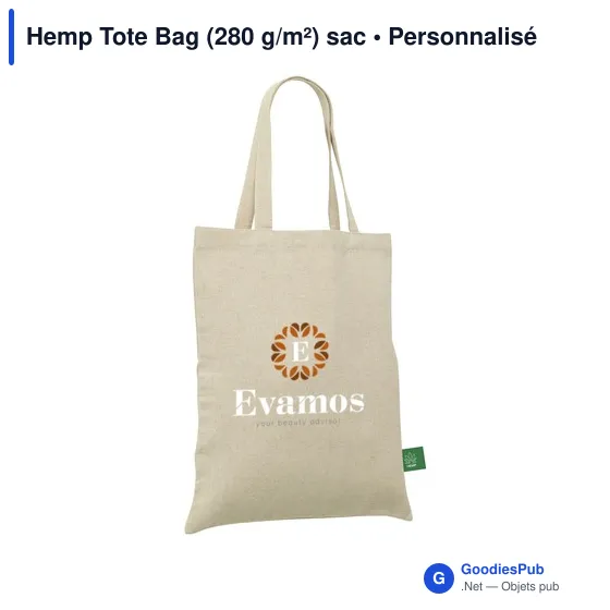 Sac shopping personnalisable en chanvre avec logo - Hemp Tote Bag - Image 2