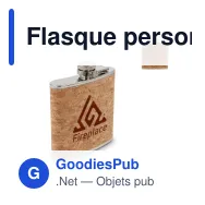Flasque personnalisable 170 ml en inox et liège avec logo - Hip-flask 170 - Miniature 1