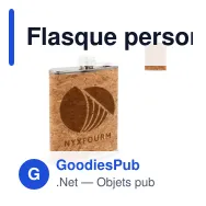 Flasque personnalisable 220 ml en inox et liège avec logo - Hip-flask 220 - Miniature 1