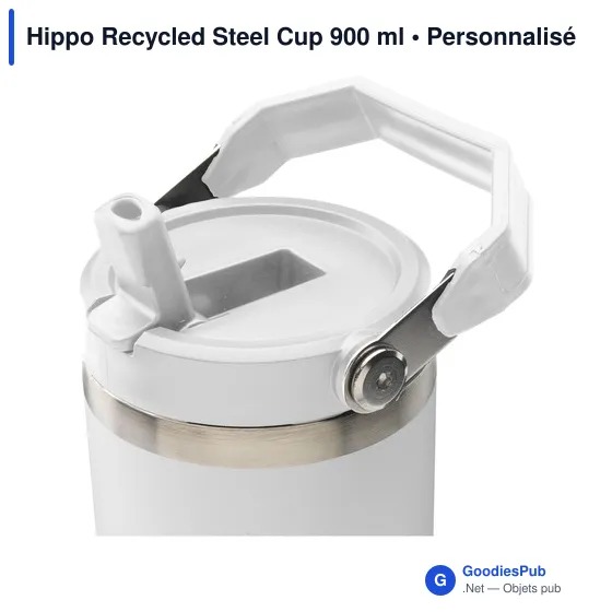 Mug isotherme personnalisable Hippo Recycled Steel Cup 900 ml avec logo - Image 11