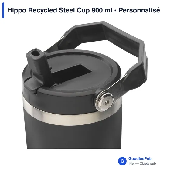 Mug isotherme personnalisable Hippo Recycled Steel Cup 900 ml avec logo - Image 3